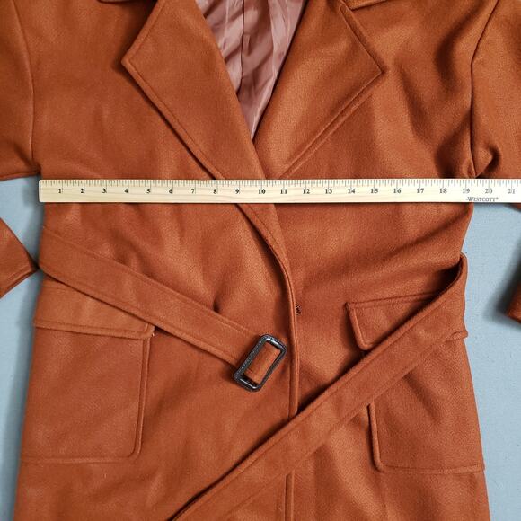 CHUU Coat in Camel Size Small Belted Trench‎ Fleece Winter Coat Made in Korea - Picture 10 of 11